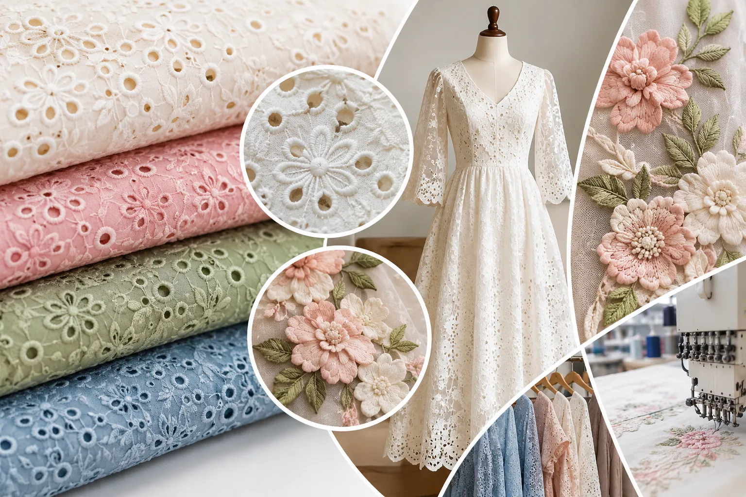 Schiffli Lace and Applique Embroidery Fabric: Types, Designs and Uses for Garment Manufacturers